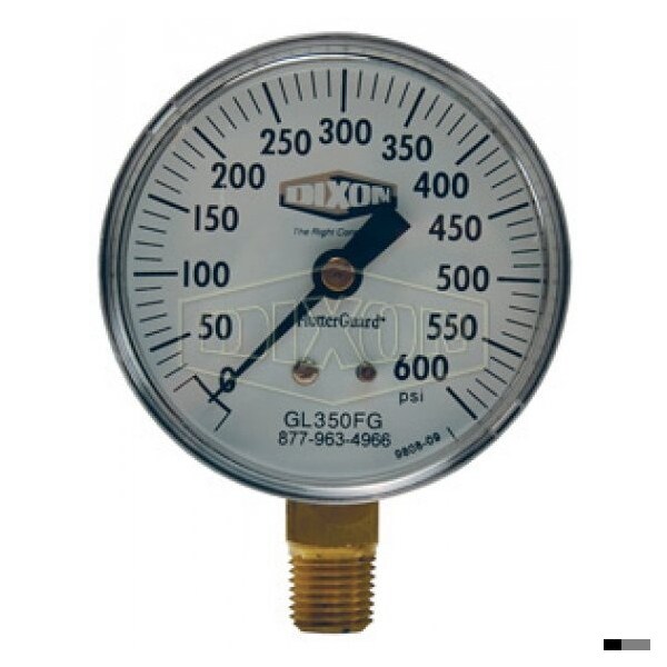 FlutterGuard Dry Gauge, 0 to 200 psi, 1/4 in Connection, 2-1/2 in Dial, +/- 3-2-3 %